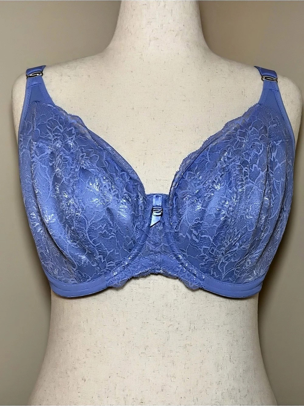 Elomi Brianna EL8081 Bra 36I Blue Lace Underwire Plunge Full Coverage